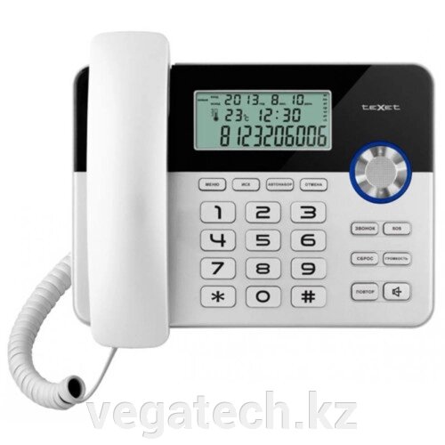 Телефон Texet TX-259, Caller ID 35 записей, автодозвон, спикерфон, Black-Silver - характеристики