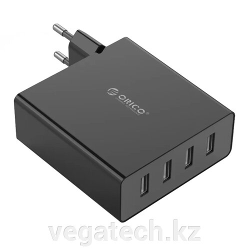 Зарядное устройство Orico DCW-4U-EU-BK-PRO, сеть, для USB-устройств, 2.4A, Black