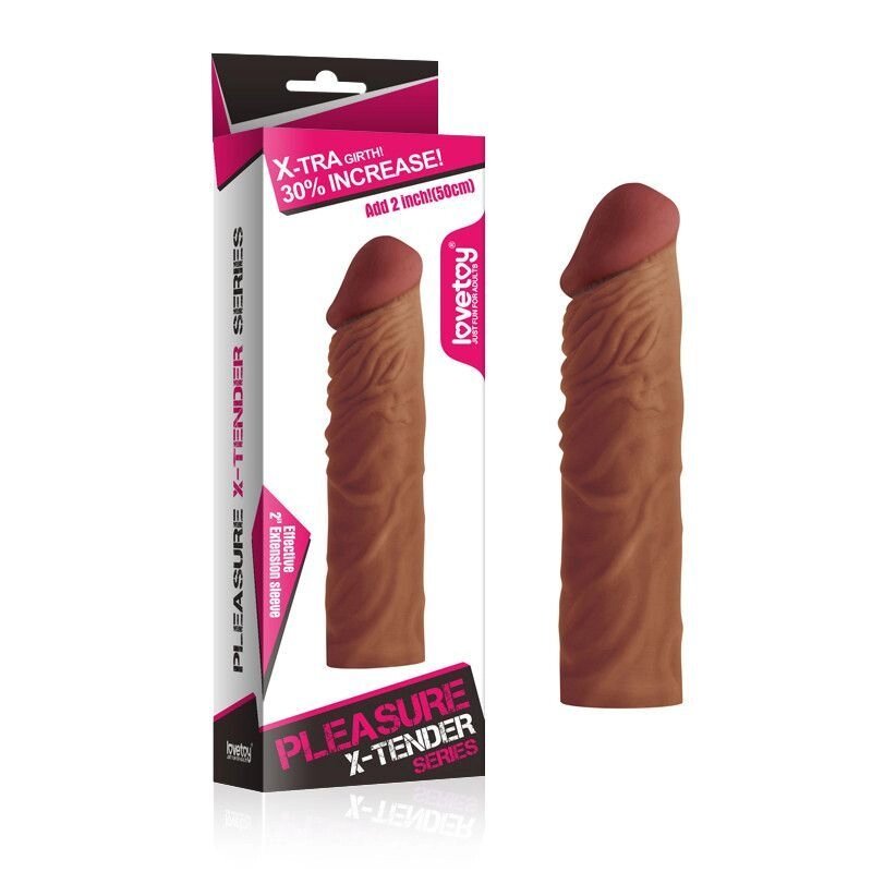 Насадка на пенис Pleasure X-TENDER коричневый (18,5*3,9) от компании Секс шоп "More Amore" - фото 1