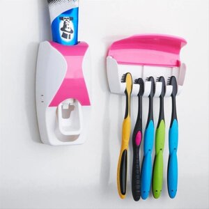 Диспенсер зубной пасты автоматический + держатель 5 щеток Homsu (Розовая пантера)