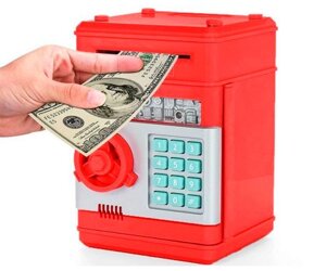 Копилка-сейф электронная с кодовым замком и купюроприемником Money Bank (Красный)