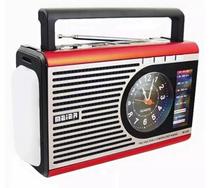 Радиоприемник - MP3-плеер в стиле ретро Meier M-U41 с фонариком и часами (Красный)