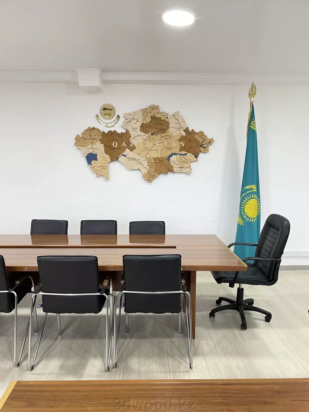 3D - Деревянная Карта Казахстана 200*110 без подсветки, цвет "орех" - выбрать