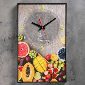 Часы-картина настенные, для кухни, Тропические фрукты'плавный ход, 57 х 35 х 4 см