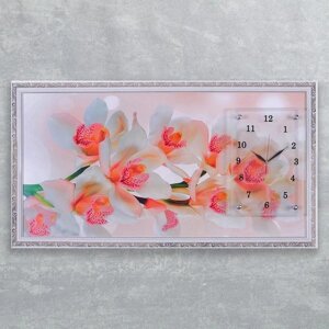 Часы-картина настенные, серия Цветы, Ветка орхидеи'50 х 100 см