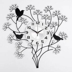 Часы настенные, серия Ажур, Весенний букет'плавный ход, d-22 см, 60 x 60 см
