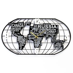 Часы настенные, серия Интерьер, Карта мира'плавный ход, 40 х 78 см