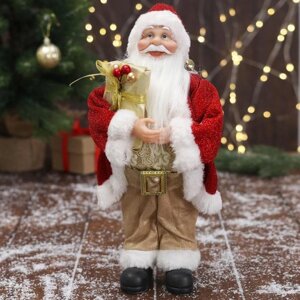 Дед Мороз 'В золотисто-красном костюме, с ремешком, с подарками' 15х30 см