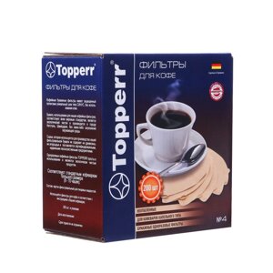 Фильтр бумажный Topperr для кофеварок 4 200шт, неотбеленный
