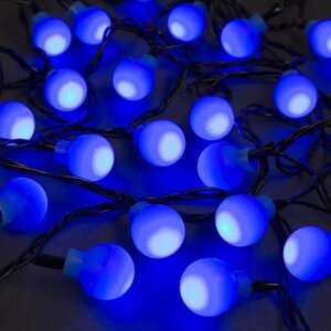 Гирлянда 'Нить' 5 м с насадками 'Шарики синие'IP20, тёмная нить, 30 LED, свечение синее, 8 режимов, 220 В