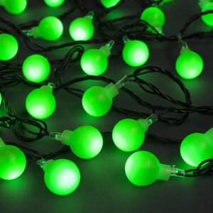 Гирлянда 'Нить' 5 м с насадками 'Шарики зелёные'IP20, тёмная нить, 30 LED, свечение зелёное, 8 режимов, 220 В