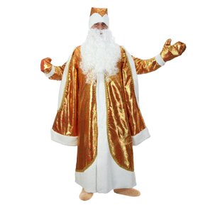 Карнавальный костюм 'Дед Мороз'парча, золото на красном, р. 48-50, рост 182 см