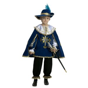 Карнавальный костюм 'Мушкетёр'бархат, размер 32, рост 122 см, цвет синий
