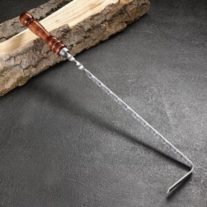 Кочерга узбекская с деревянной ручкой, с узором 30/1 см, полная длина 54 см, сталь 3 мм