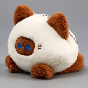 Мягкая игрушка 'Котик-кругляш' на брелоке, 11 см, цвет бело-коричневый