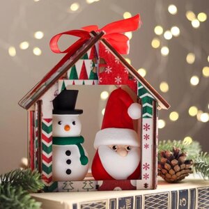 Набор декоративных свечей в коробке 'Санта и Снеговик'2 штуки, 13,5х12х6,3 см