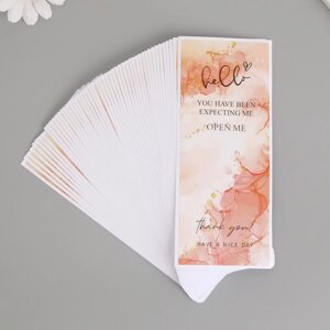 Наклейка бумага благодарность 'Розовый мрамор с блёстками' набор 50 шт 15х6 см