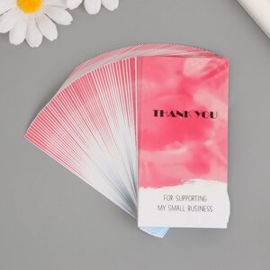 Наклейка бумага благодарность 'Спасибо' розовая набор 50 шт 10х5 см