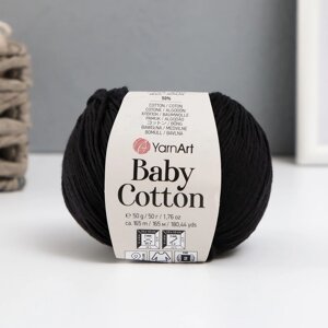 Пряжа 'Baby cotton' 50 акрил 50 хлопок 165м/50гр (460 чёрный)