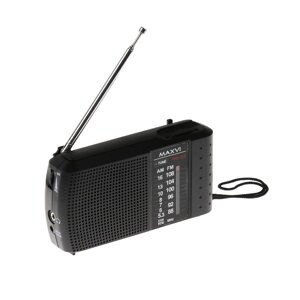 Радиоприемник Maxvi PR-03, 220 В, 2хАА, AUX, чёрный
