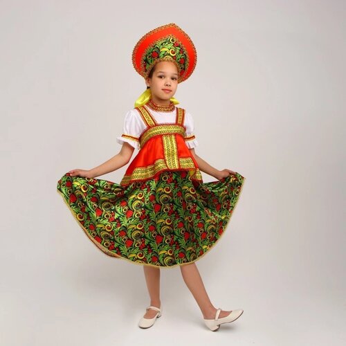 Русский костюм для девочки 'Рябинушка с отлетной кокеткой'р. 38, рост 146 см