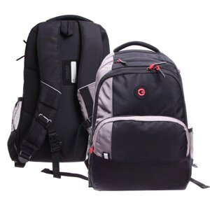 Рюкзак молодежный 45 х 32 х 23 см, эргономичная спинка, отделение для ноутбука, Grizzly 330, чёрный/серый RU-330-11