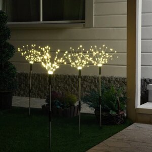 Садовый светильник на солнечной батарее 'Одуванчики' 4 шт., 78 см, 320 LED, свечение тёплое белое
