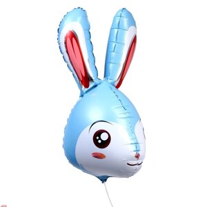 Шар фольгированный 23'Голова кролика'цвет голубой