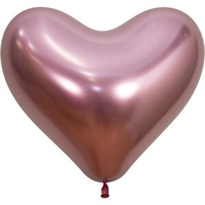 Шар латексный 14'сердце, Reflex, хром, набор 50 шт., цвет розовый (909)