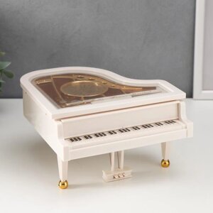 Шкатулка музыкальная механическая 'Белый рояль с балериной' 10,5х17,5х18,5 см