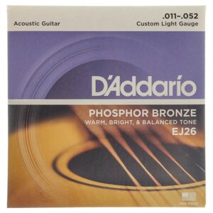 Струны для акустической гитары DAddario EJ26 PHOSPHOR BRONZE Custom Light 11-5