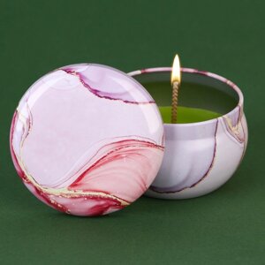 Свеча интерьерная в жестяной баночке 'Розовый мрамор'аромат карамель, 6 х 6 х 4 см