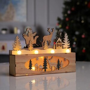 Светодиодная фигура 'Новогодняя ночь' 24 x 17 x 6 см, дерево, батарейки AAAх2 (не в комплекте), свечение тёплое белое