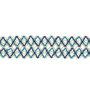 Тесьма 'Зигзаг'ширина 3,5 см., в рулоне 25 м., сине-голубо-золотая