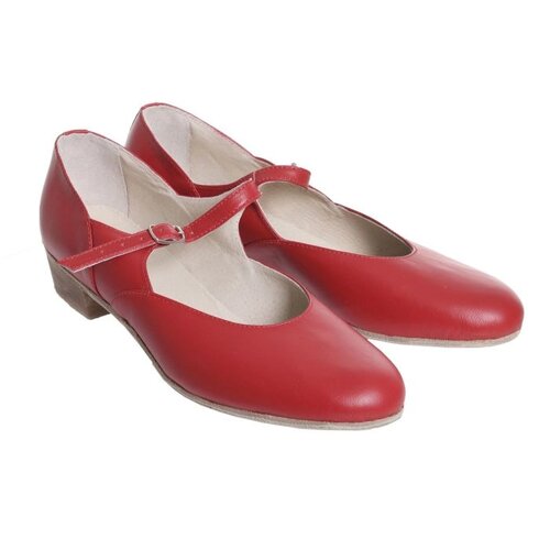 Туфли народные женские, длина по стельке 25,5 см, цвет красный