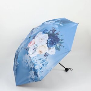 Зонт механический 'Цветочный букет'эпонж, 4 сложения, 8 спиц, R 48 см, цвет МИКС