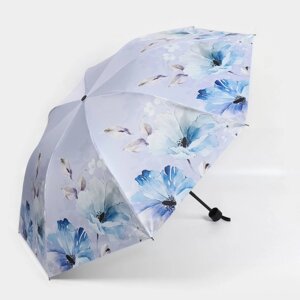 Зонт механический 'Цветочный сад'эпонж, 4 сложения, 8 спиц, R 48 см, цвет МИКС