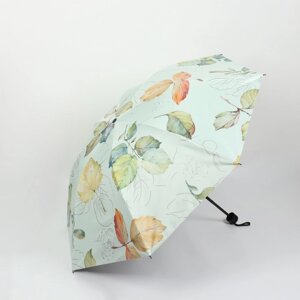Зонт механический 'Листопад'эпонж, 4 сложения, 8 спиц, R 48 см, цвет МИКС
