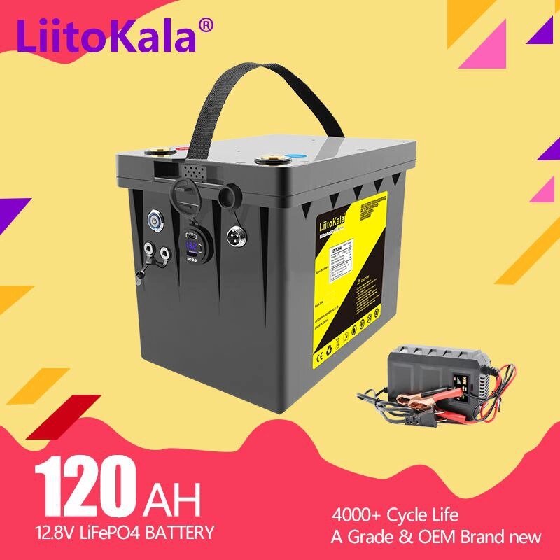 Аккумулятор LiitoKala LiFePO4 DC-12V120Ah + 20A литий-железо-фосфатный аккумулятор от компании "Посейдон" товары для рыбалки и активного отдыха - фото 1