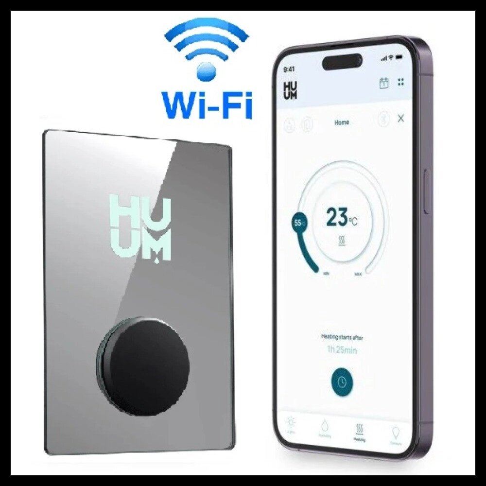 Пульт управления для электрических печей в финской сауне Huum UKU WiFi Mirror (мощность=до 18 кВт, WiFi модуль) - описание