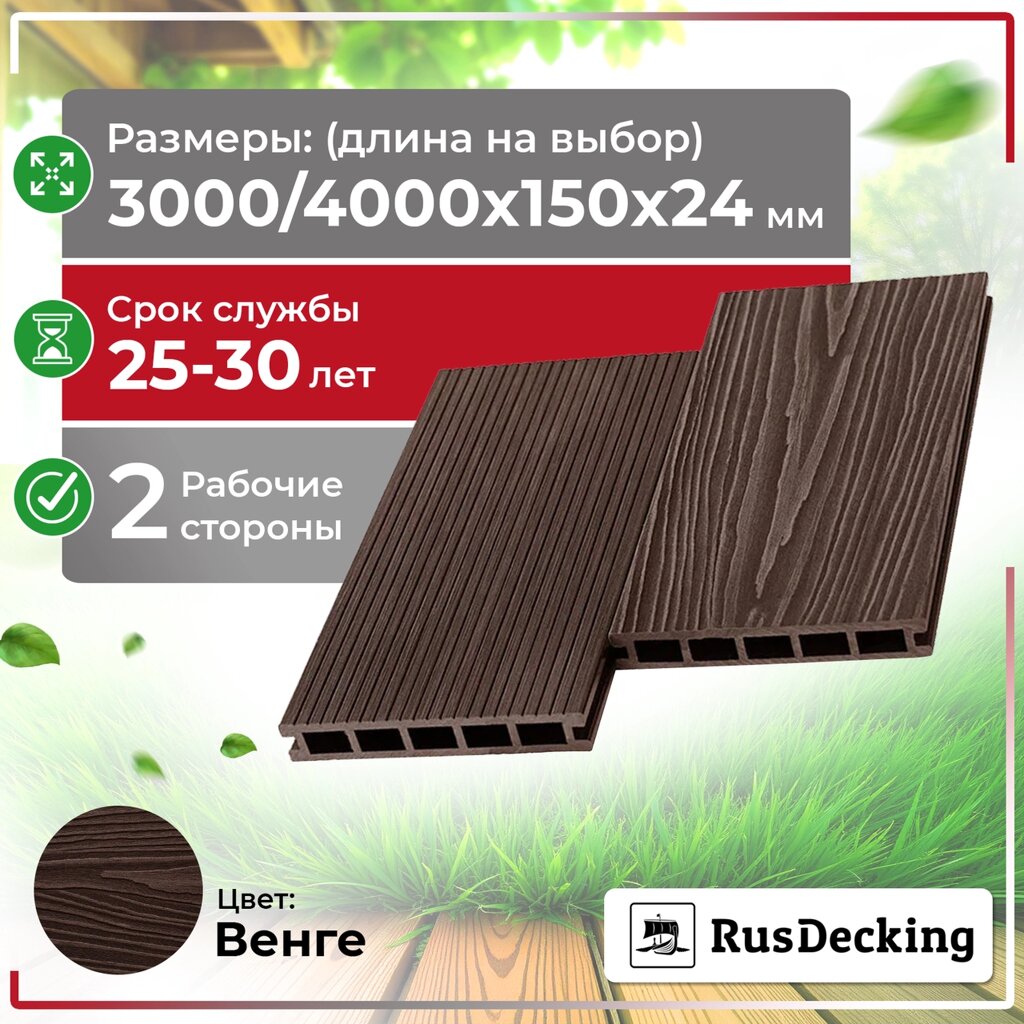Террасная доска UnoDeck Ultra 15024 мм (Венге) от компании ТОО "ABBEX" - фото 1