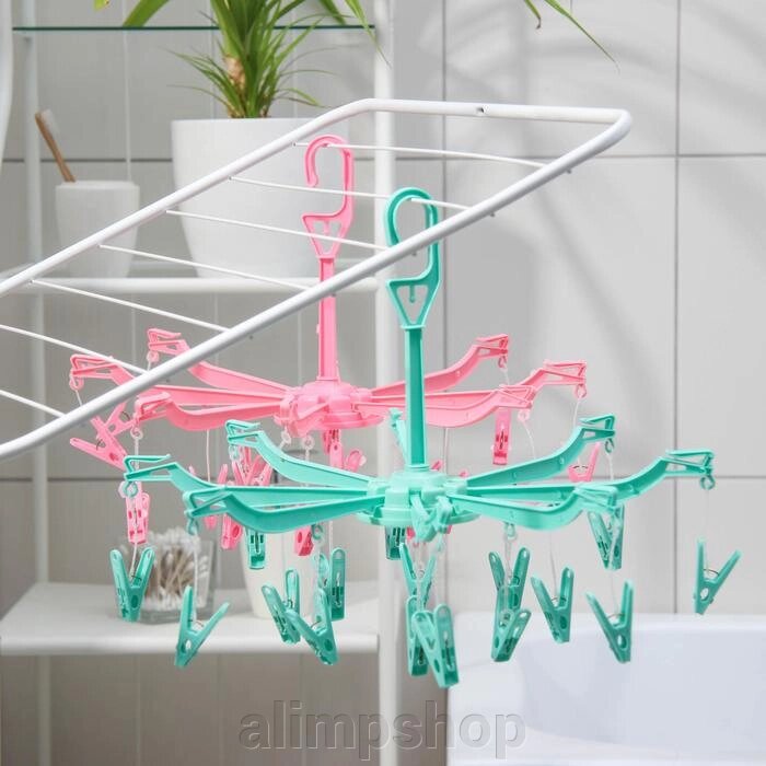 Сушилка для белья подвесная Доляна, 41*41 см, 16 прищепок, цвет МИКС - alimpshop