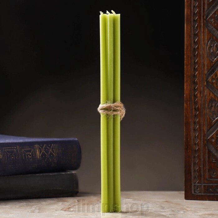 Свечи ритуальные , 15 см, 5 штук, зеленые - описание