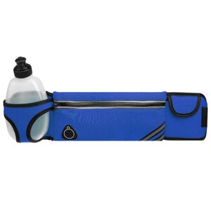 Сумка спортивная на пояс 45х9 см с бутылкой 15х8х3 см, 2 кармана, цвет синий