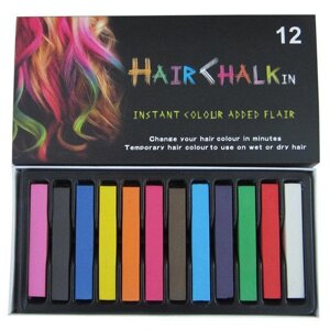 Набор мелков для волос 12 цветов, пастель для временного окрашивания волос