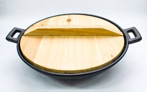Сковорода садж, деревянная крышка, D 29 см