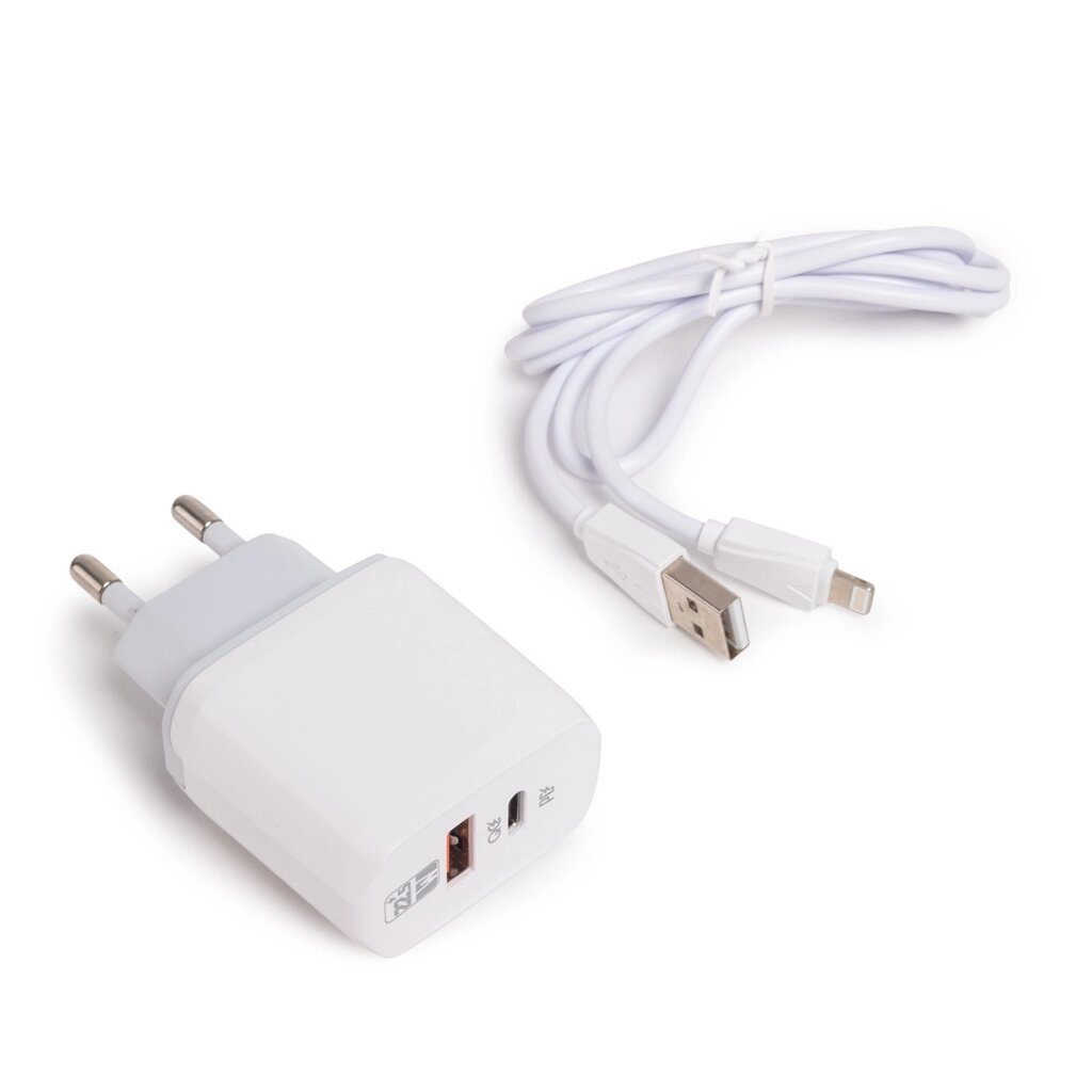 Универсальное зарядное устройство LDNIO A2421C 22.5W USB/USB Lightning, Белый - интернет магазин