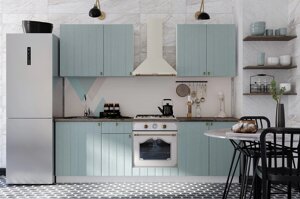 Кухонный гарнитур Мишель 2,4 м, корпус - белый, фасад - голубой