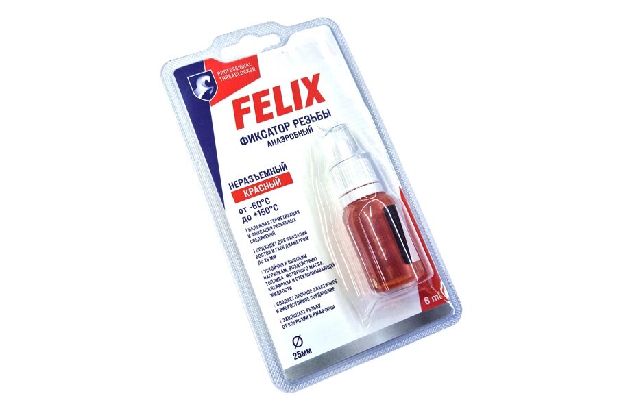 Фиксатор резьбы FELIX неразъемный 6мл. (красный) (18шт) - Кокшетау