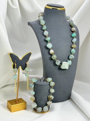 Набор Amazing из амазонита, ожерелье, браслет, серьги